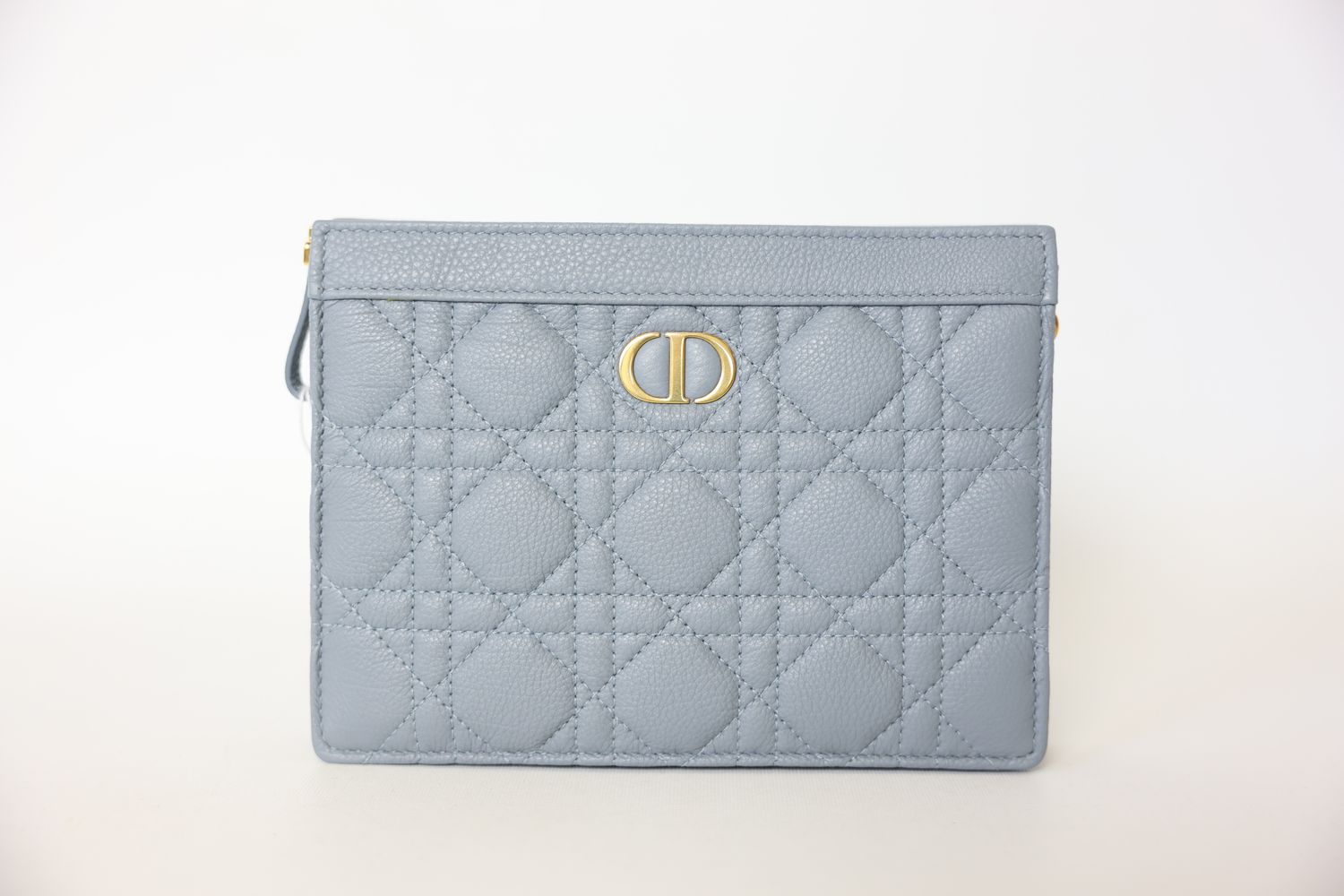 Dior Caro Every Dior Pouch, Cloud Blue Supple Calfskin with Gold Hardware, New in Dustbag WA001