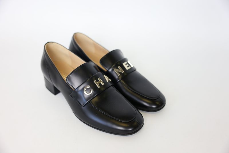 Chanel Shoes Loafer Size 36.5, Black Leather with Gold Chanel Shoes Loafer Size 36.5, Black Leather with Gold