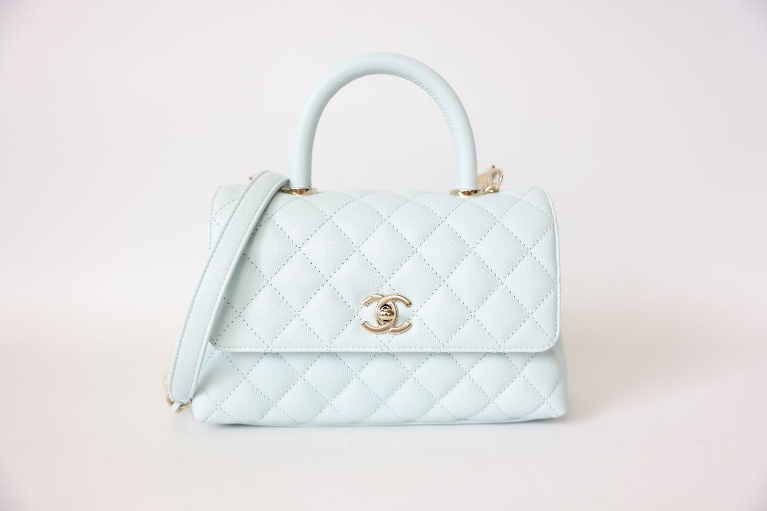 Chanel Coco Handle Small, Blue Caviar Leather with  Gold Hardware, New in Box WA001