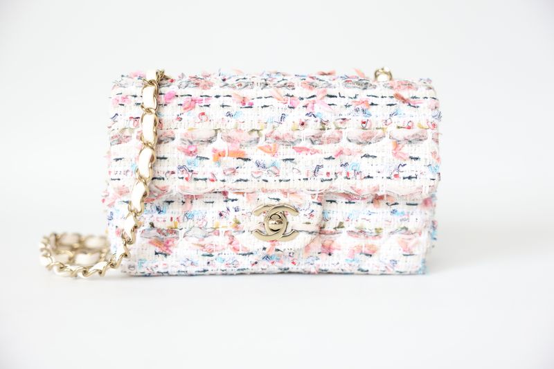 Chanel Flap Mini, 23C Multicolored Tweed with Gold Hardware, Preowned in Box WA001
