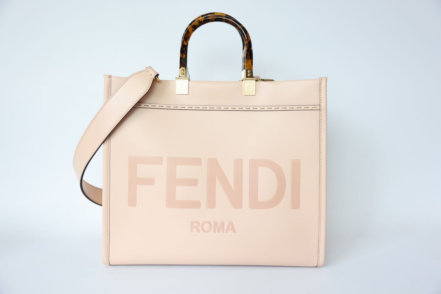 Fendi Sunshine Medium Tote, Light Rose Calfskin with