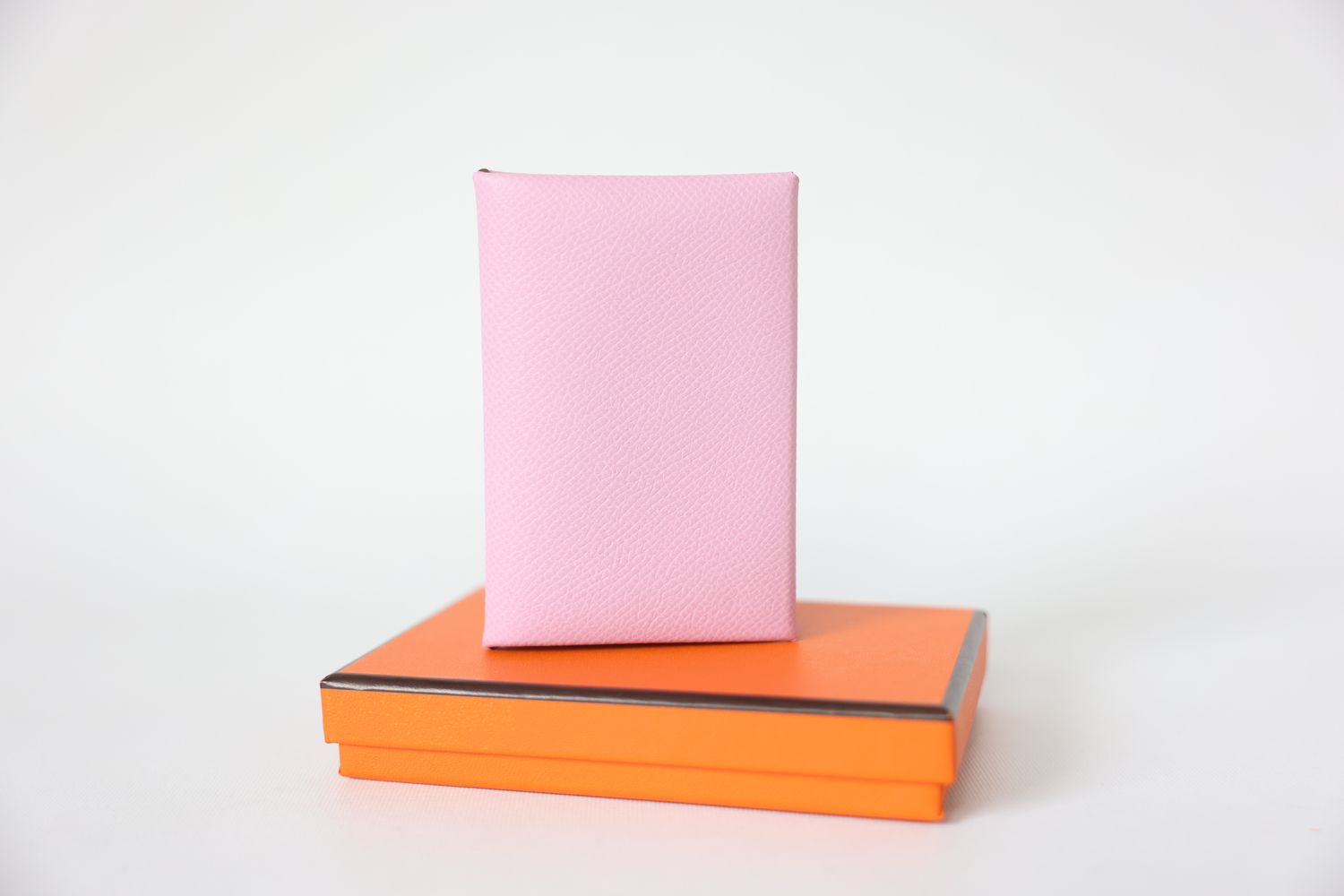 Hermes Calvi Card Holder, Rose Sakura Epsom with Palladium Hardware, New in Box WA001