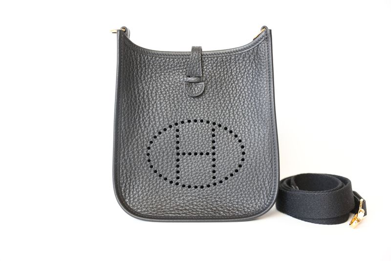Hermes Evelyne TPM, Black Clemence Leather with Gold Hardware, New in Box WA001