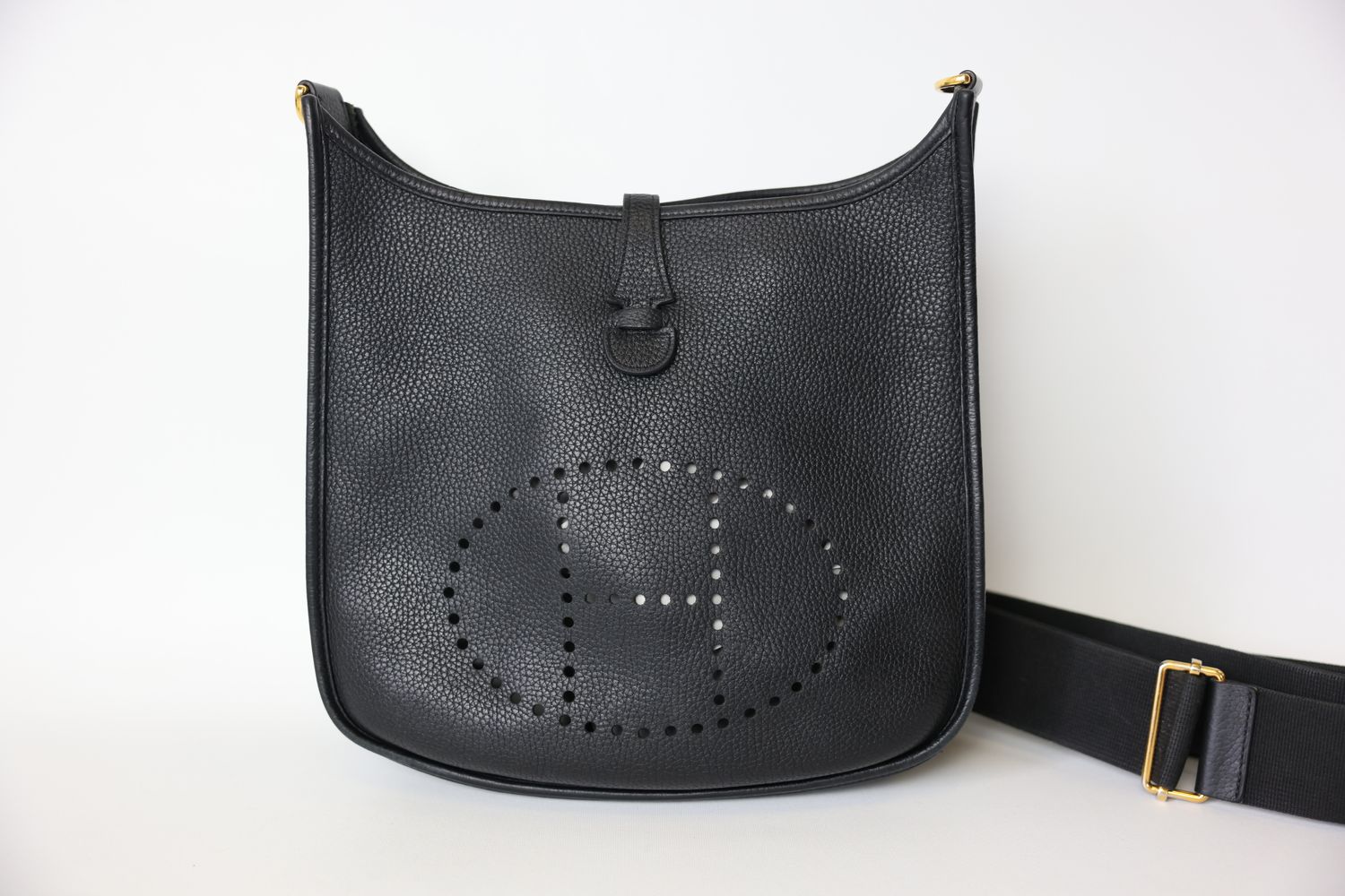 Hermes Evelyne PM, Black Clemence with Gold Hardware, C 2018, Preowned in Box WA001