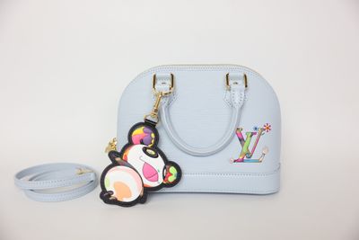 Louis Vuitton LV x TM Murakami Alma BB, Washed Blue Epi Grained Cowhide with Gold Hardware, New in Box WA001