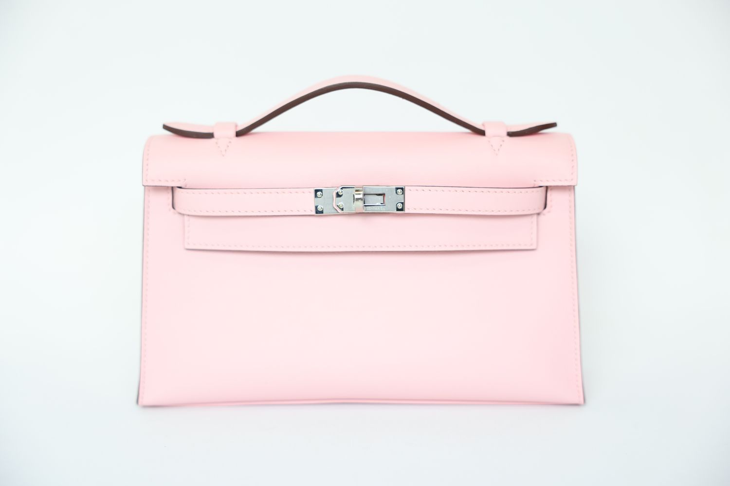 Hermes Kelly Pochette, Pink Rose Sakura Swift with Palladium Hardware, W 2024, New in Box WA001