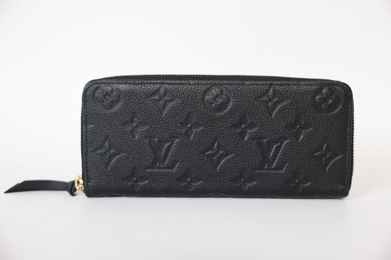 Louis Vuitton Clemence Wallet, Black Empreinte Leather, Preowned in Box WA001