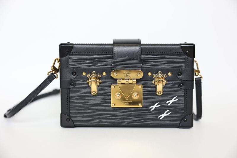 Louis Vuitton Petite Malle, Black Epi with Gold Hardware, Preowned in Box WA001