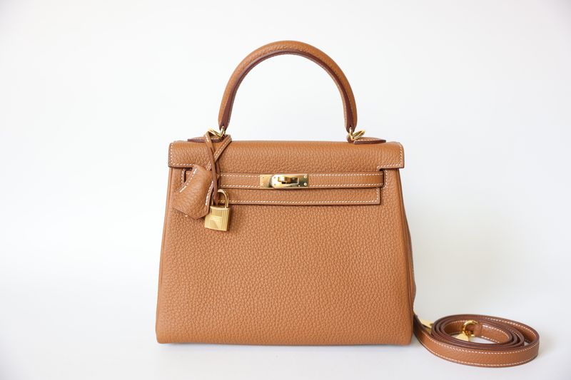 Hermes Kelly Retourne 25, Gold Clemence with Gold Hardware, B 2023, Preowned in Box WA001