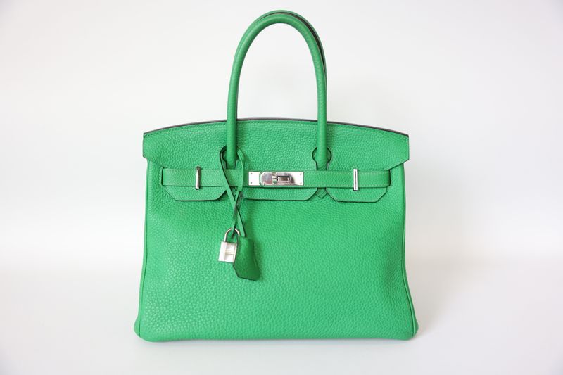 Hermes Birkin 30, Bambou Bamboo Green Togo with Palladium Hardware, B 2023, Preowned in Dustbag WA001