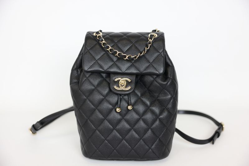 Chanel Urban Spirit Backpack Small 24S, Black Caviar Leather with Light Gold Hardware, New in Box WA001