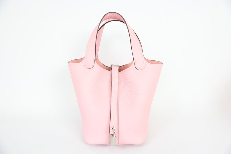 Hermes Picotin 18, Rose Sakura Pink Clemence with Palladium Hardware, W 2024, New in Box WA001