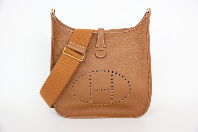 Hermes Evelyne III PM, Gold Togo Leather with Gold Hardware, W 2024 Stamp, Preowned in Box WA001