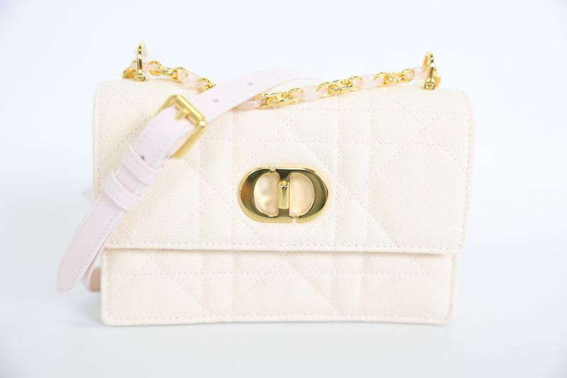 Dior Miss Caro Mini Bag, Powder Pink Cotton Macrocannage, Lambskin, Gold Hardware, New in Dustbag WA001