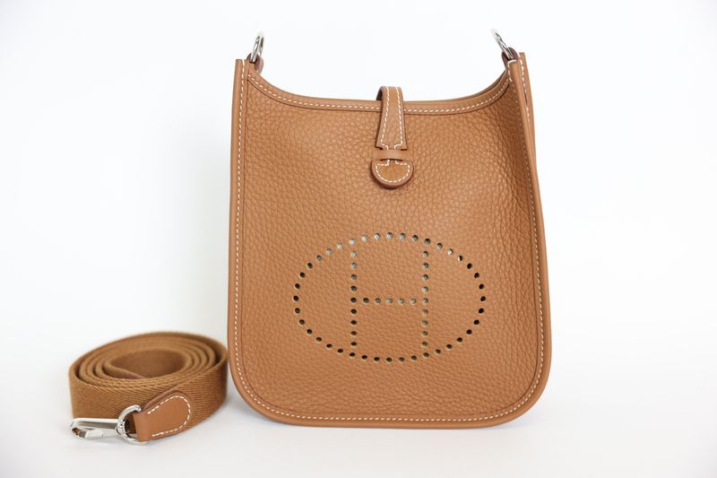Hermes Evelyne 16 TPM, Gold Clemence Leather with Palladium Hardware, W 2024 Stamp, Preowned in Box WA001