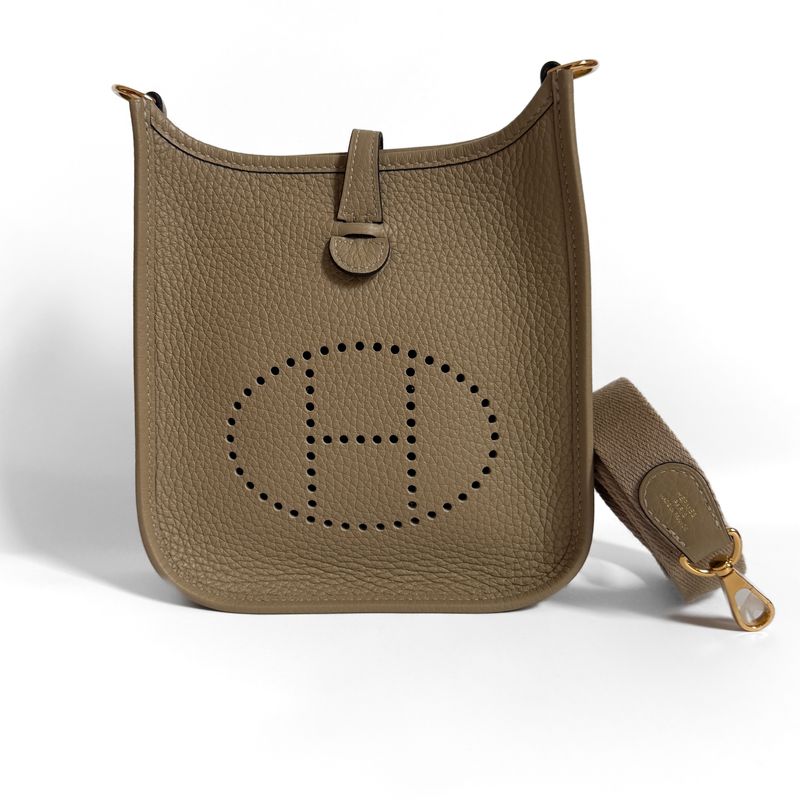 Hermes Mini Evelyne, Trench, Gold Hardware, New in Box CMA001