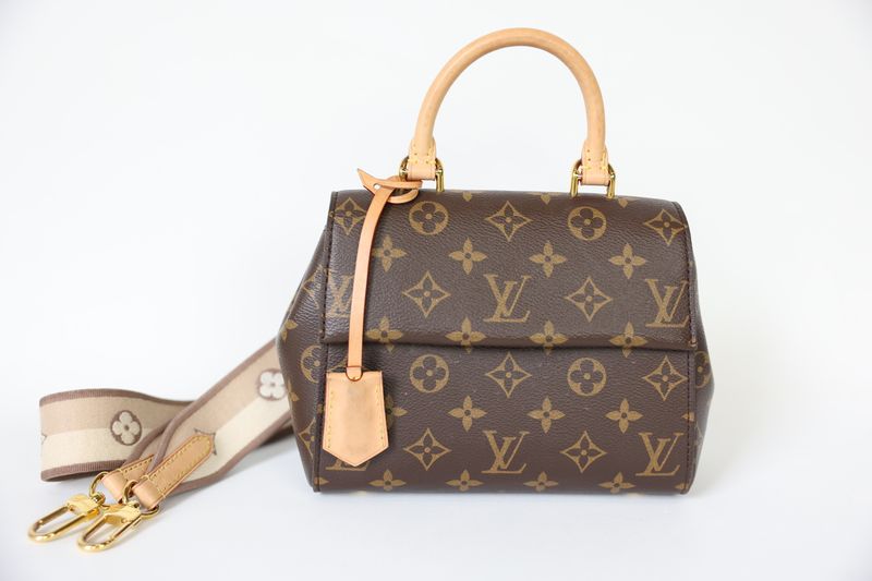 Louis Vuitton Cluny Mini, Brown Monogram Canvas with Gold Hardware,  Preowned in Dustbag WA001