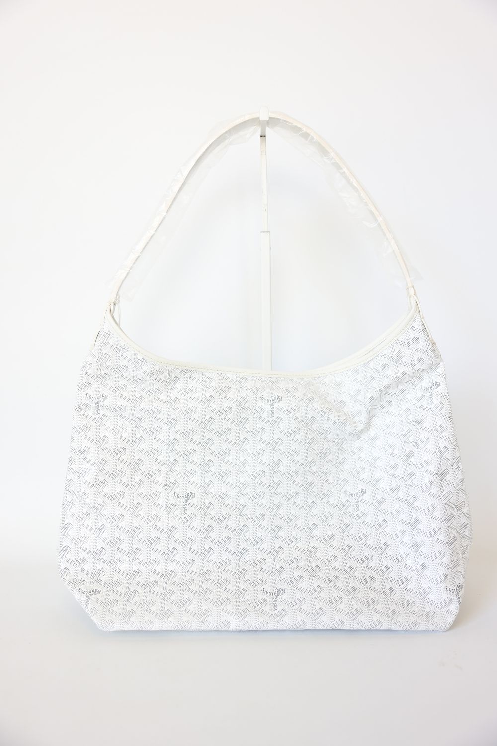 Goyard Boheme Hobo MM, White Goyardine Canvas with Silver Hardware, New in Dustbag WA001