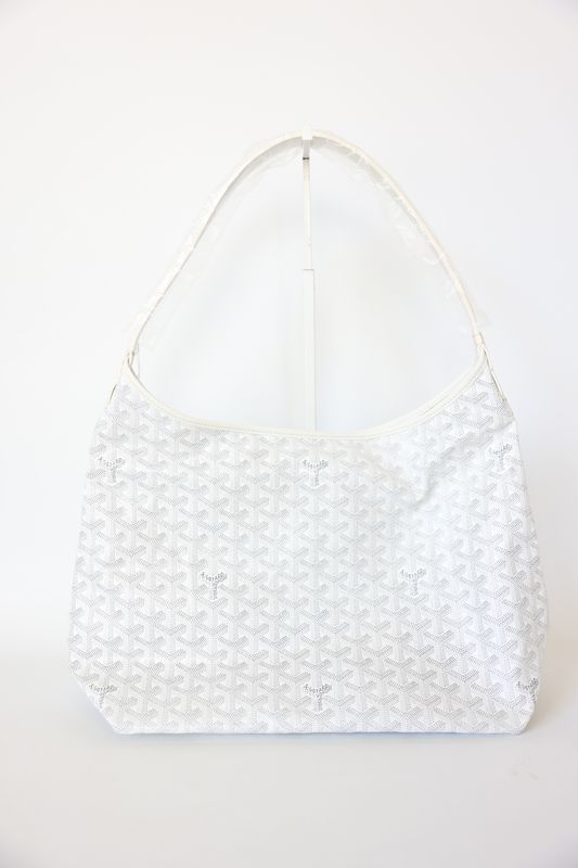 Goyard Boheme Hobo MM, White Goyardine Canvas with Silver Hardware, New in Dustbag WA001