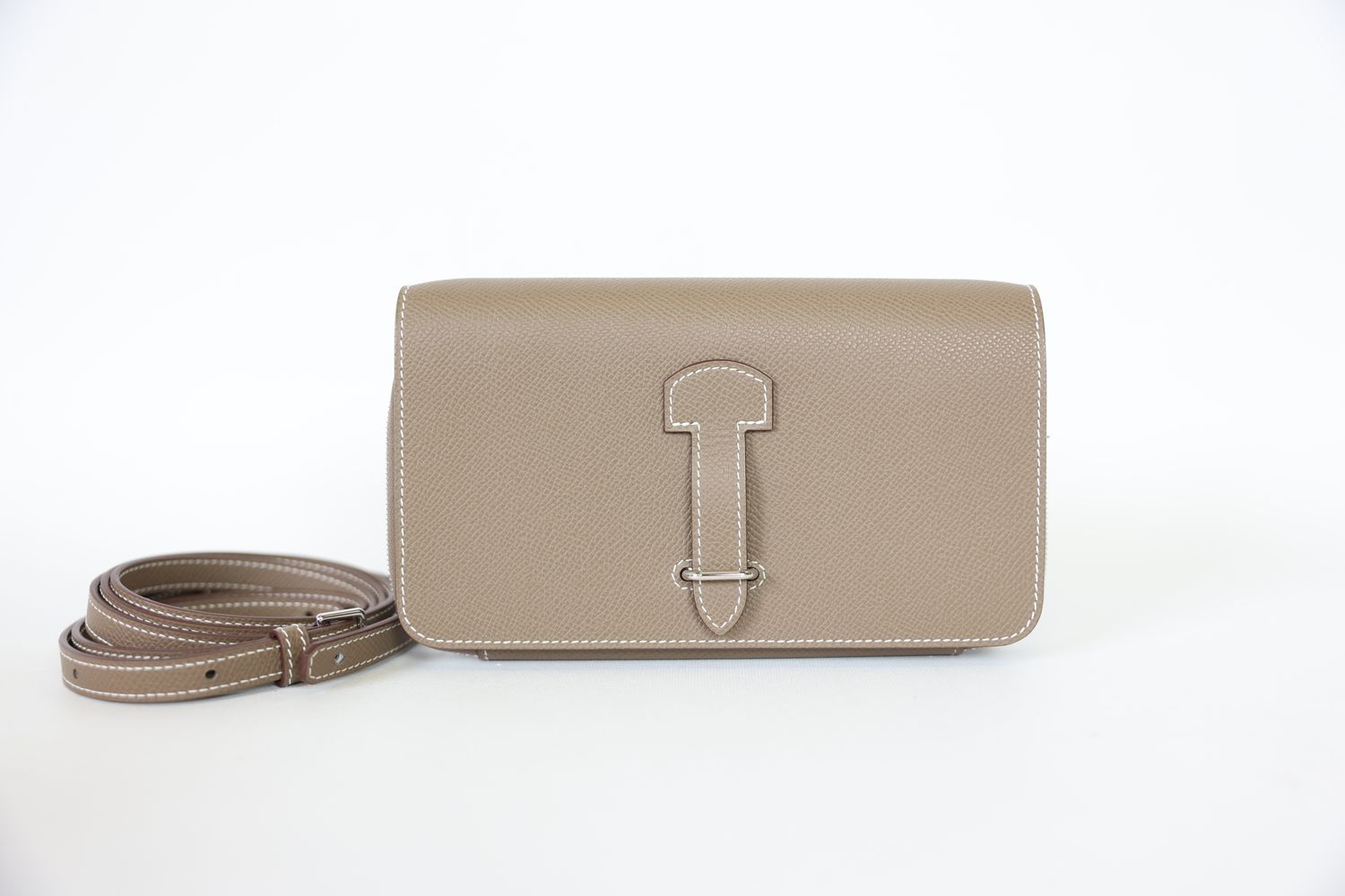 Hermes 1957 To Go Wallet, Etoupe Epsom Leather with Palladium Hardware, K 2025 Stamp, New in Box WA001