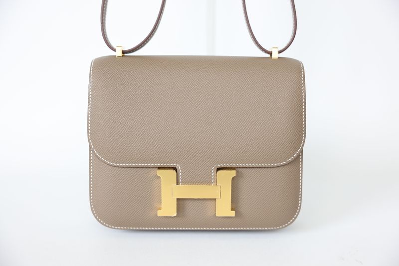 Hermes Constance Size 18cm, Etoupe Epsom Calfskin with Gold Hardware, K 2024 Stamp, New in Box WA001