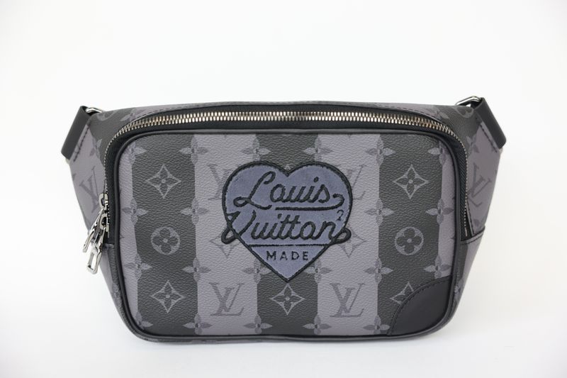 Louis Vuitton X Nigo Modular Sling Bag, Monogram Eclipse Stripes Canvas with Silver Hardware, Preowned in Dustbag WA001