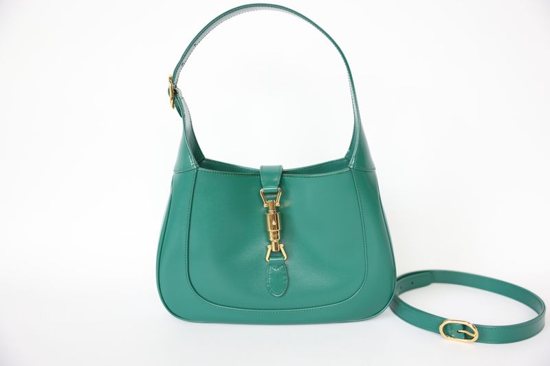 Gucci Jackie 1961 Hobo Small, Green Emerald Boarded Dyana Lux Calfskin with Gold Hardware, New in Box WA001