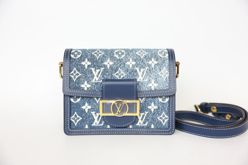 Louis Vuitton Dauphine Mini, Bleu Denim Monogram Jacquard with Gold Hardware, New in Box WA001