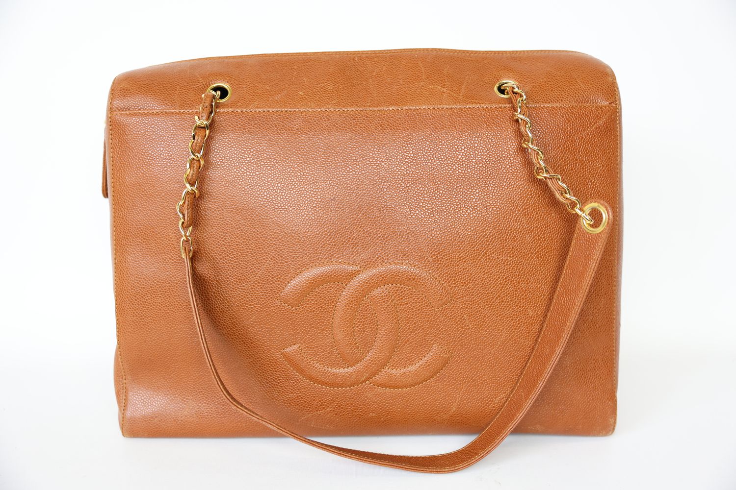 Chanel Vintage CC Shoulder Bag Large, Brown Caviar with Gold Hardware, Preowned no Dustbag WA001