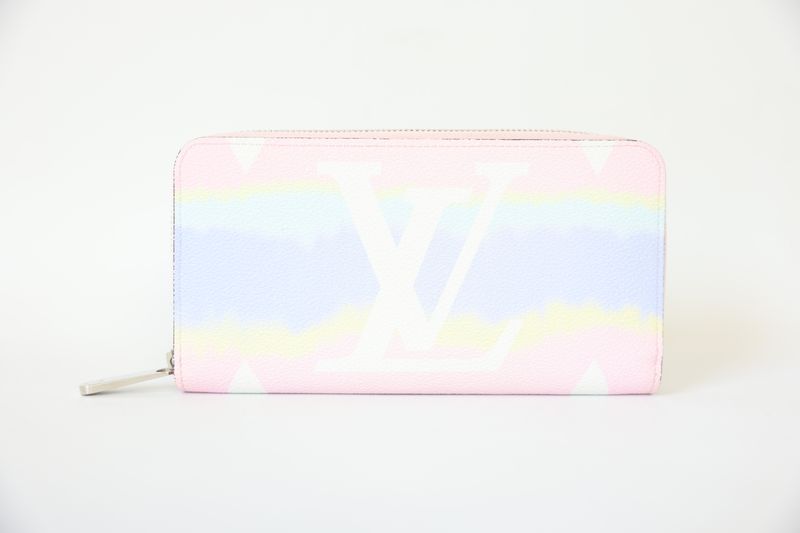Louis Vuitton Long Zip Wallet, Escale Pastel Monogram Canvas with Silver Hardware, Preowned in Dustbag WA001