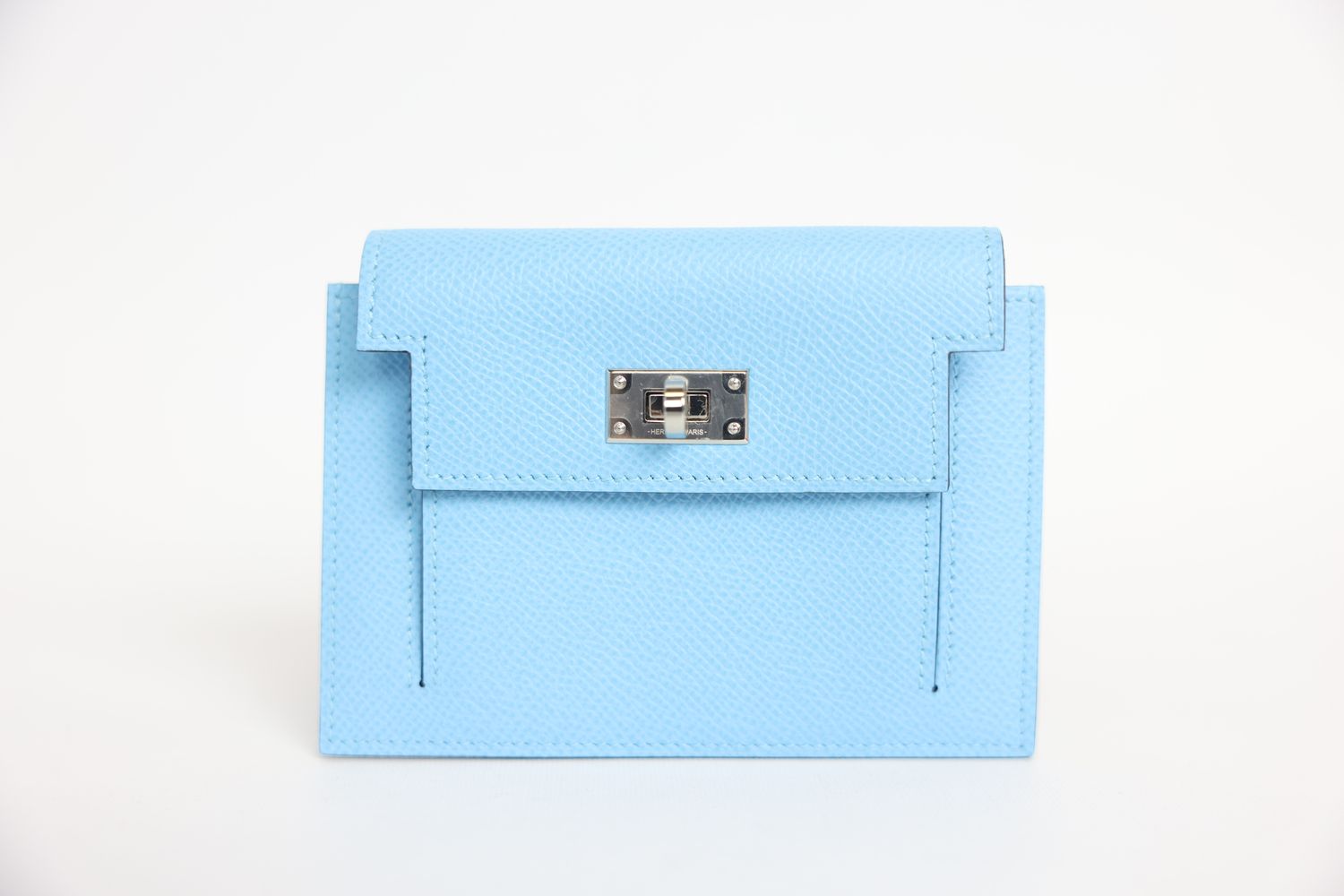 Hermes Kelly Pocket Compact Wallet, Turquoise Epsom Leather with Palladium Hardware, B 2023 Stamp, New in Box WA001