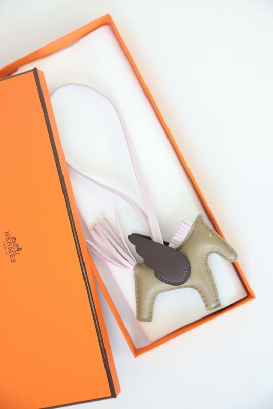Hermes Pegasus Rodeo Bag Charm PM, Beige Marfa, Mauve Pale, Moka Leather, New in Box WA001