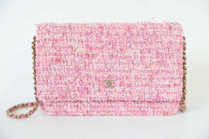 Chanel Wallet on Chain, 24P Pink Tweed with Gold Hardware, New in Box WA001