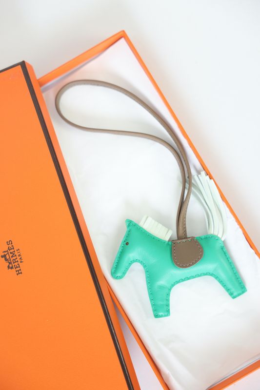 Hermes Rodeo Bag Charm PM, Menthe/Vert Fizz/Etoupe, New in Box WA001