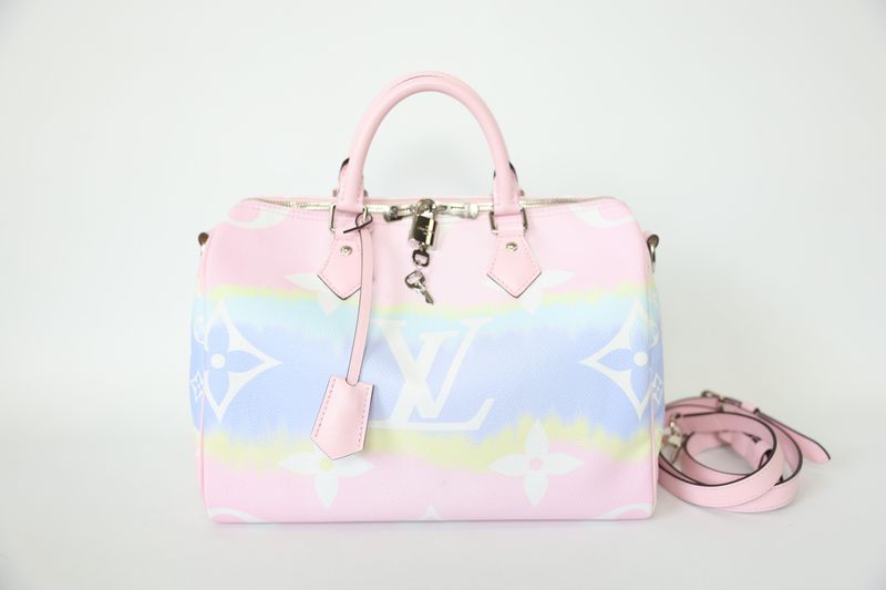 Louis Vuitton Speedy Bandouliere 30, Escale Pastel Monogram Canvas with Silver Hardware, Preowned in Dustbag WA001