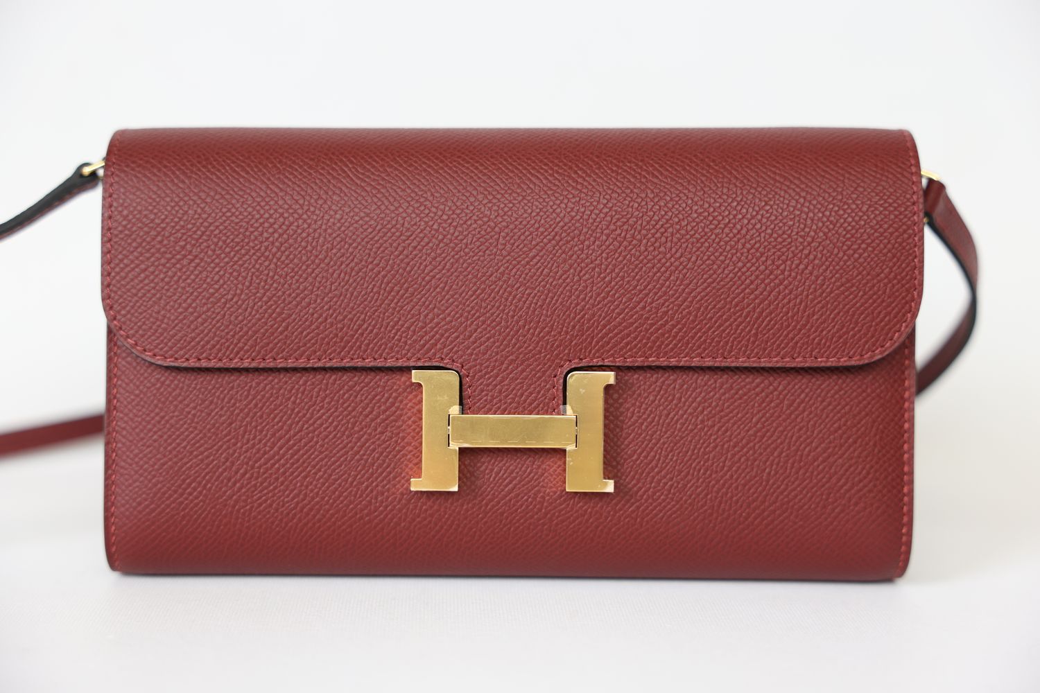 Hermes Constance to Go Wallet, Rouge H Red Epsom Leather with Gold Hardware, New in Box WA001