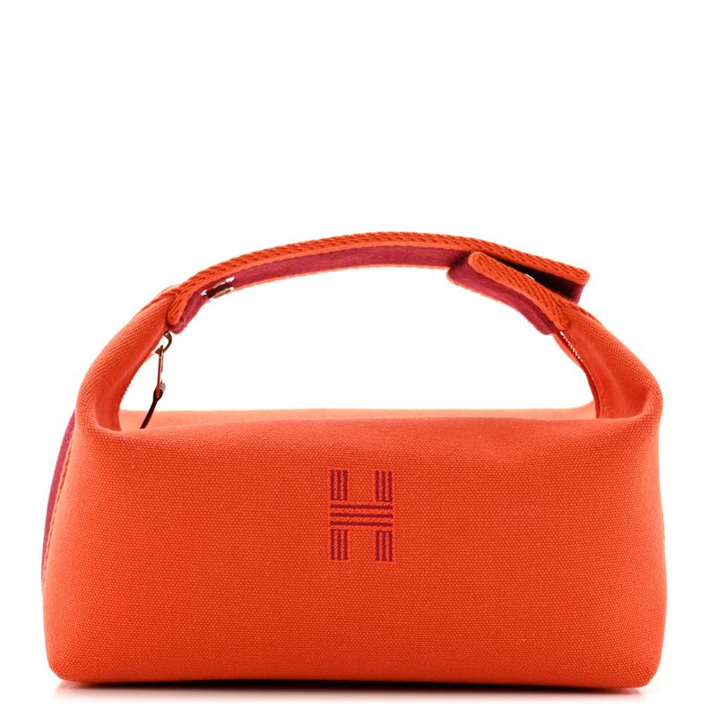 Hermes Bride-a-Brac Case Small Model, Orange Canvas with Palladium Hardware, Brand New KJRB001