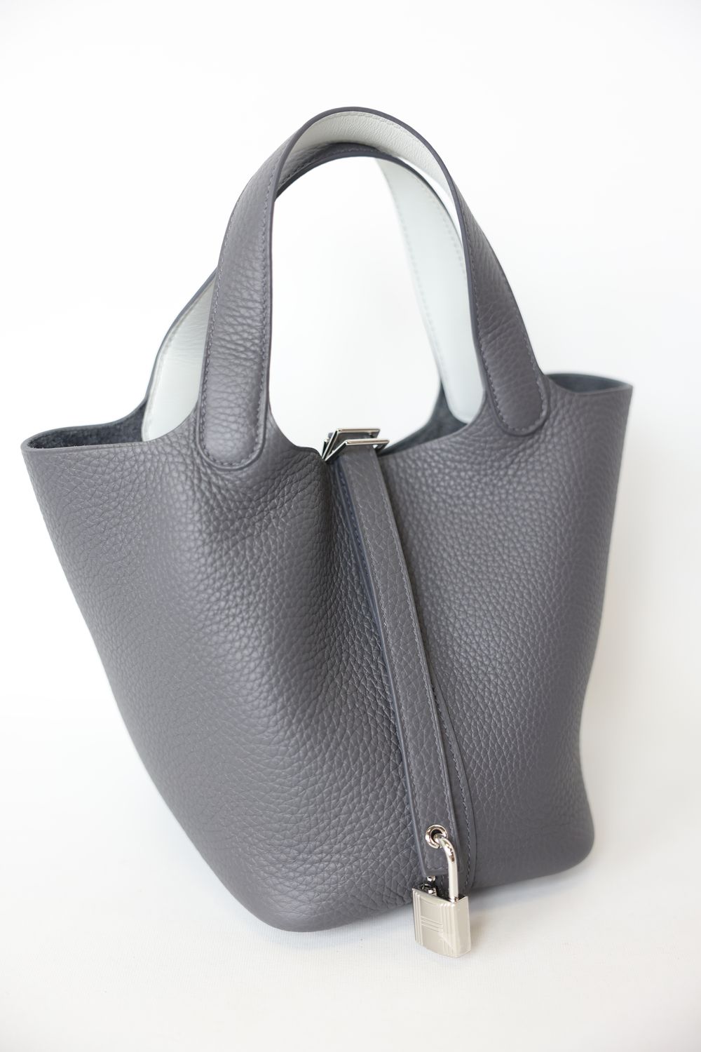 Hermes Picotin 18 Lock PM, Dark Grey Clemence Leather with Palladium Hardware, W Stamp 2024, New in Box WA001