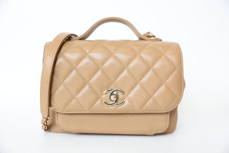 Chanel Business Affinity Small, Camel Beige Caviar with Gold Hardware, Preowned in Box WA001
