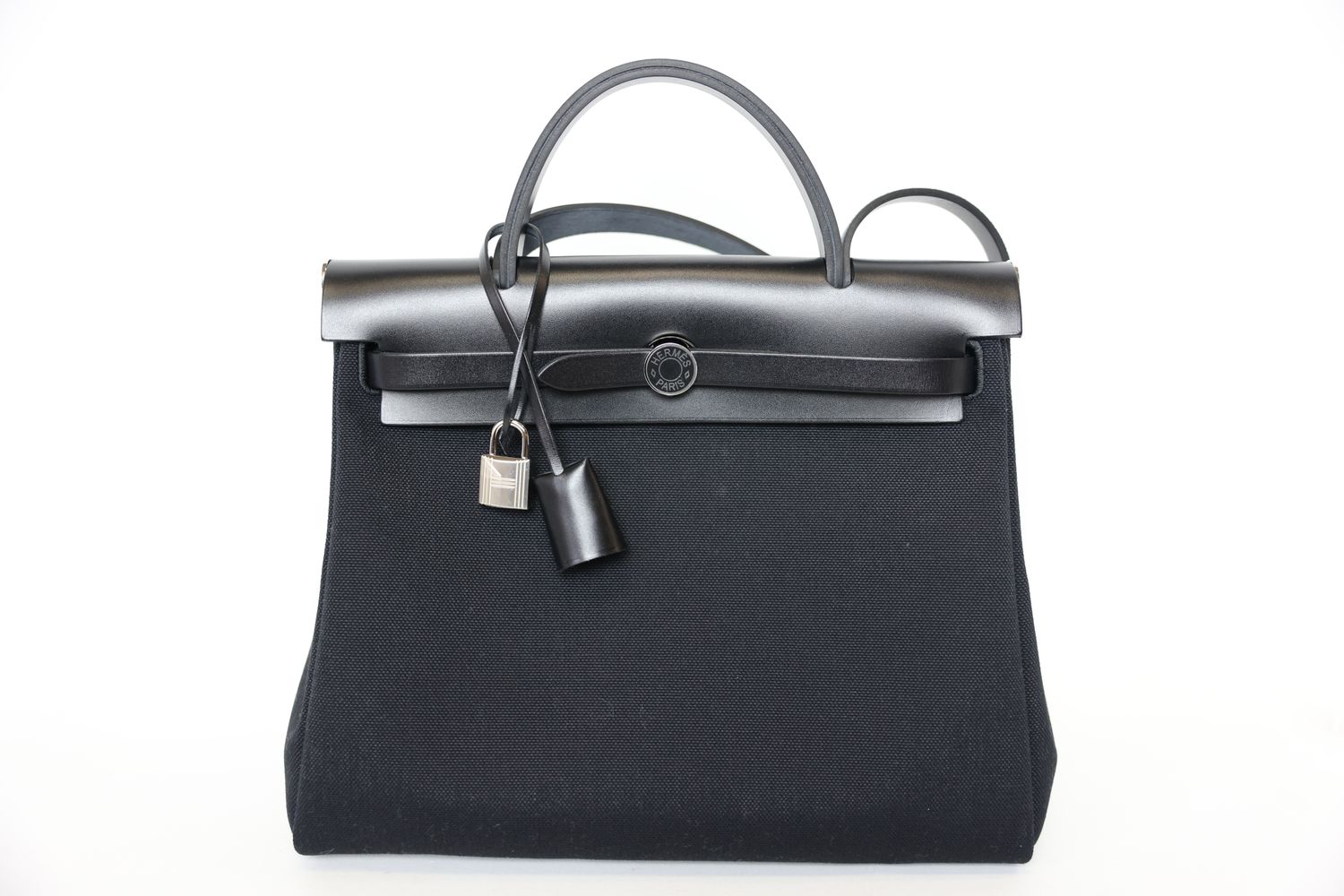 Hermes Herbag 31, Black toile and Hunter Leather with Palladium Hardware, New in Box WA001