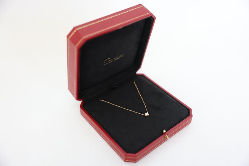 Cartier C de Cartier pendant Necklace, 18k Rose Gold with a Diamond, Preowned in Box WA001