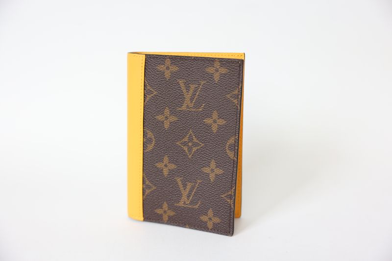 Louis Vuitton Passport Cover, Monogram Canvas and Yellow Cowhide, New in Box WA001