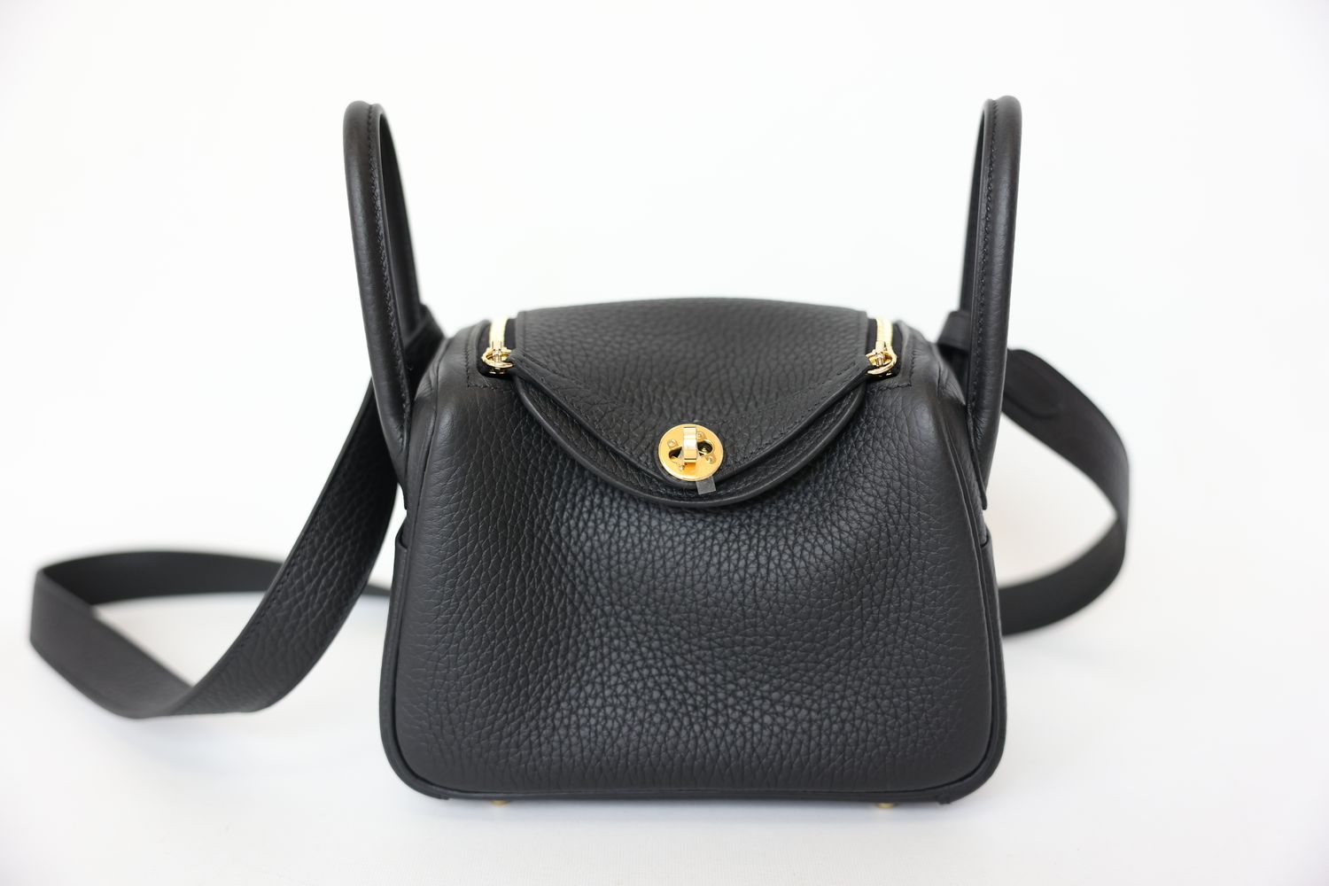 Hermes Lindy II Mini Bag, Black Clemence with Gold Hardware, K 2025 Stamp, New in Box WA001