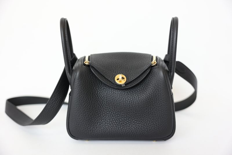 Hermes Lindy II Mini Bag, Black Clemence with Gold Hardware, K 2025 Stamp, New in Box WA001