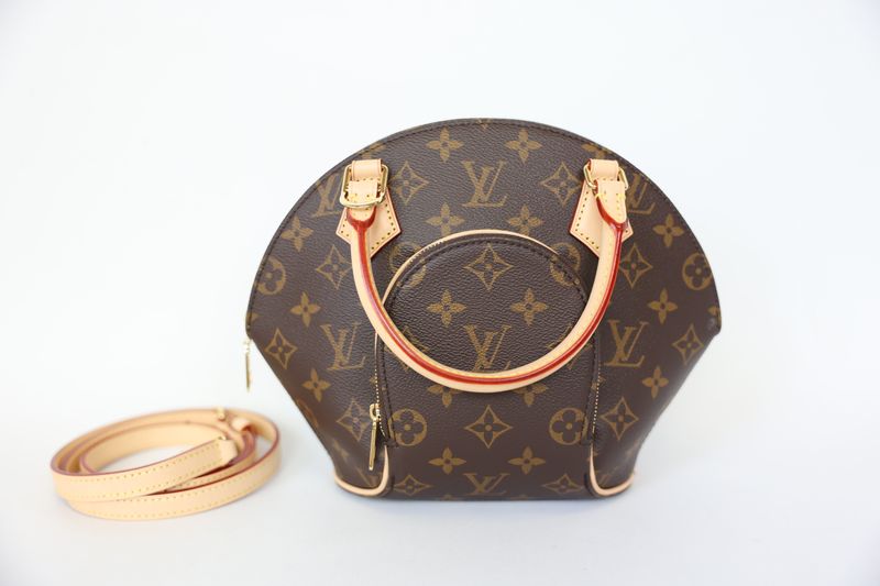 Louis Vuitton Ellipse PM, Monogram Canvas and Natural Cowhide with Gold Hardware, New in Box WA001