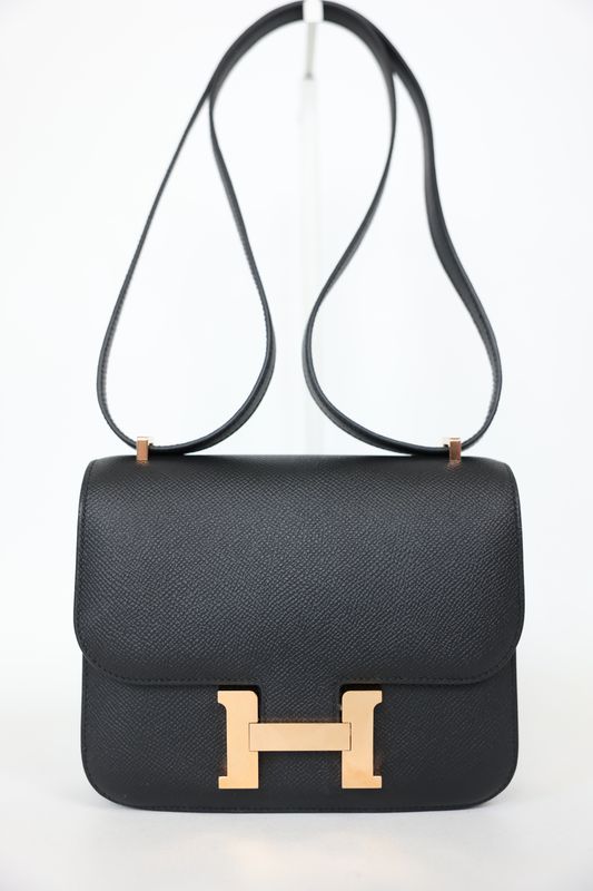 Hermes Constance 18, Black Epsom with Rose Gold Hardware, K 2025 Stamp, New in Box WA001