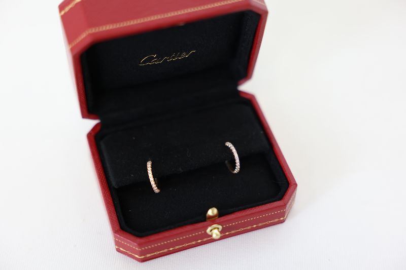 Cartier Etincelle de Cartier Hoop Earrings, 18k Rose Gold with Diamonds, Preowned in Box WA001