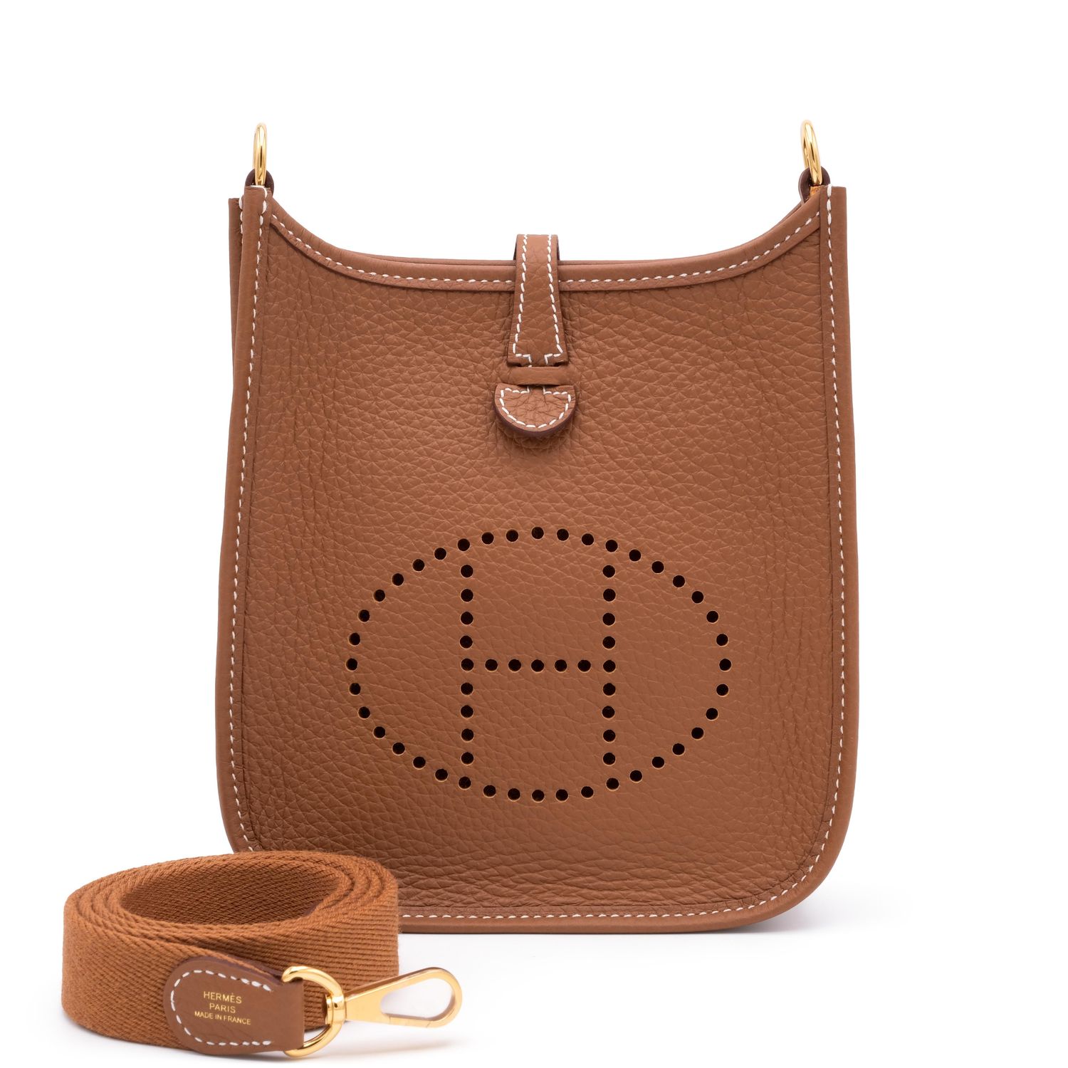 Hermes Mini Evelyne Gold Ghw, New Full Set, KJRB001