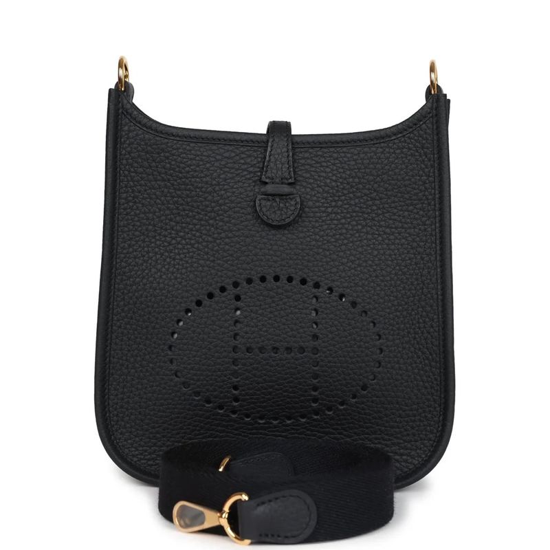 Hermes Mini Evelyne Noir GHW, New Full Set KJRB001