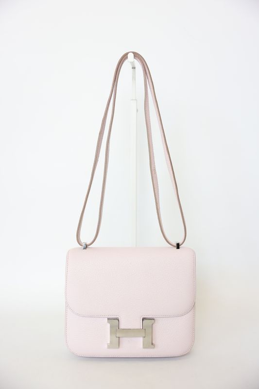 Hermes Constance 18, Rose Darling Chevre Mysore with Palladium Hardware, B 2023 Stamp, Preowned No Dustbag WA001
